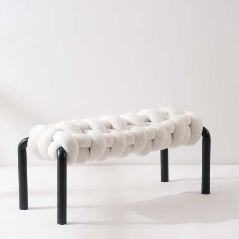 Nordic Rectangle Lambswool Backless Armless Bench