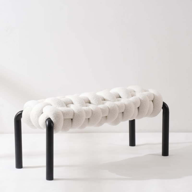 Nordic Rectangle Lambswool Backless Armless Bench