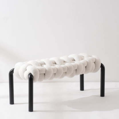 Nordic Rectangle Lambswool Backless Armless Bench