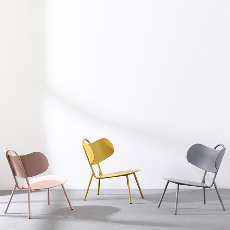 Nordic Arc Iron Armless Coffee Chair — Pink
