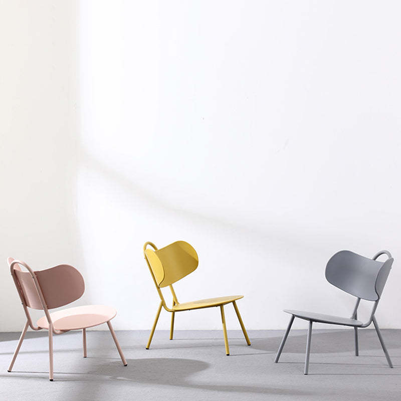 Nordic Arc Iron Armless Coffee Chair — Pink