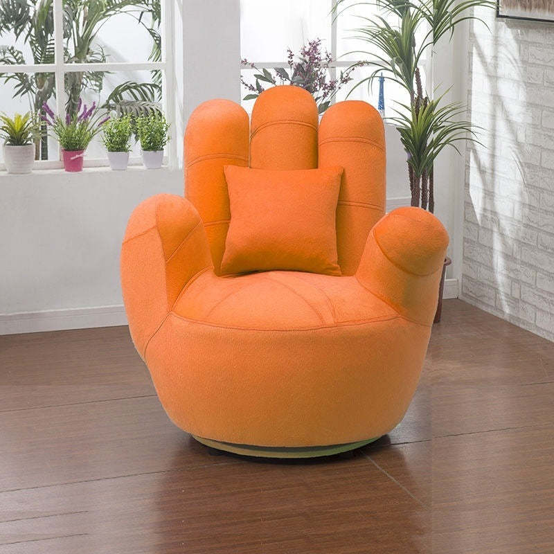 Contemporary Palm-Shape Fabric Wood Iron Swivel Sofa — Orange