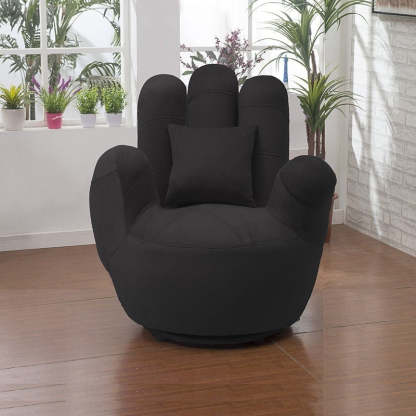 Contemporary Palm-Shape Fabric Wood Iron Swivel Sofa