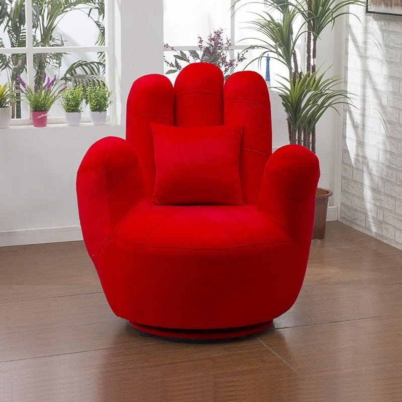 Contemporary Palm-Shape Fabric Wood Iron Swivel Sofa — Red
