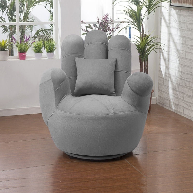 Contemporary Palm-Shape Fabric Wood Iron Swivel Sofa — Black