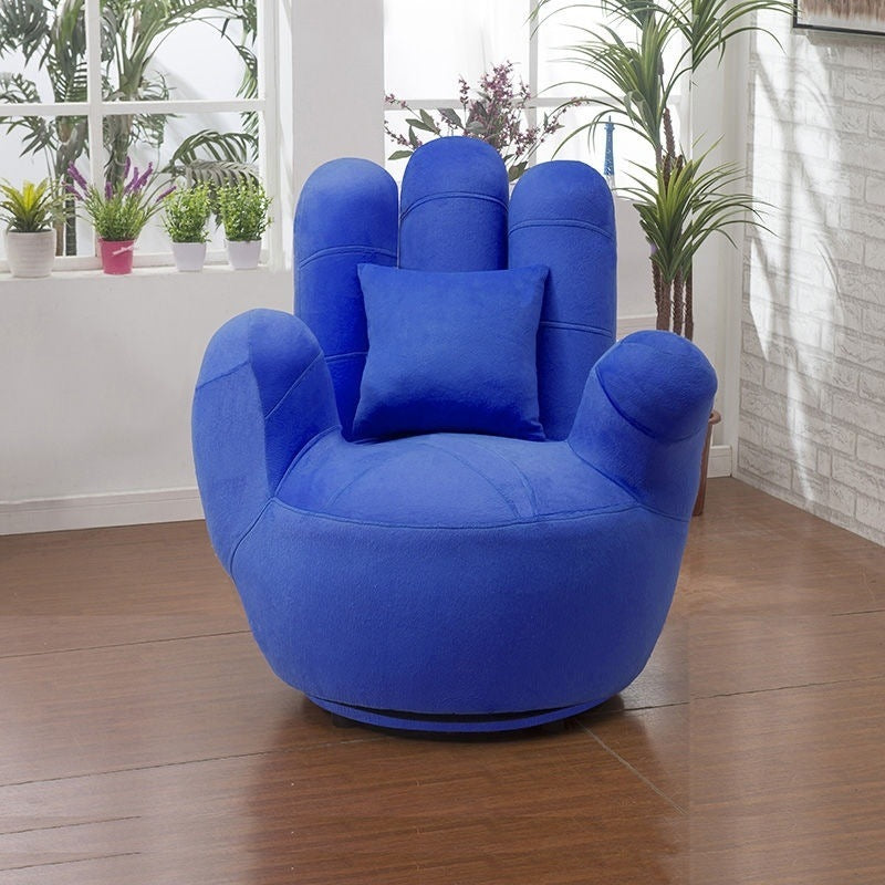 Contemporary Palm-Shape Fabric Wood Iron Swivel Sofa — Green