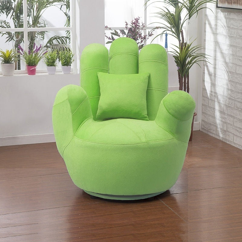 Contemporary Palm-Shape Fabric Wood Iron Swivel Sofa — Gray