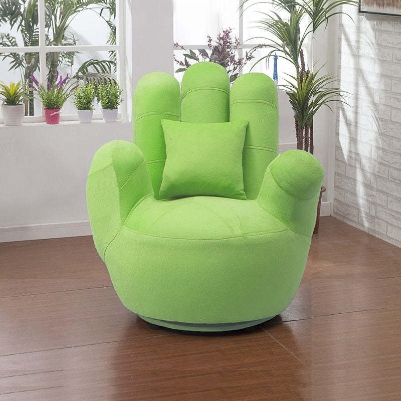 Contemporary Palm-Shape Fabric Wood Iron Swivel Sofa — Gray