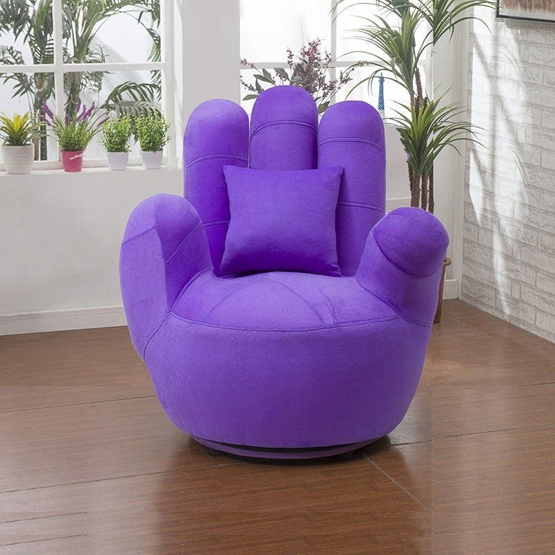 Contemporary Palm-Shape Fabric Wood Iron Swivel Sofa — Blue
