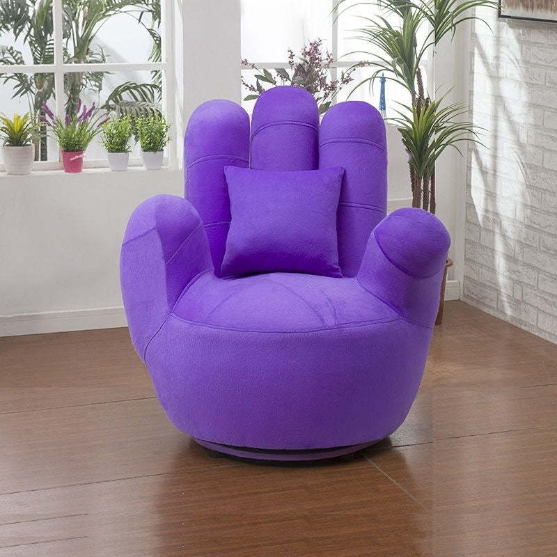 Contemporary Palm-Shape Fabric Wood Iron Swivel Sofa — Blue