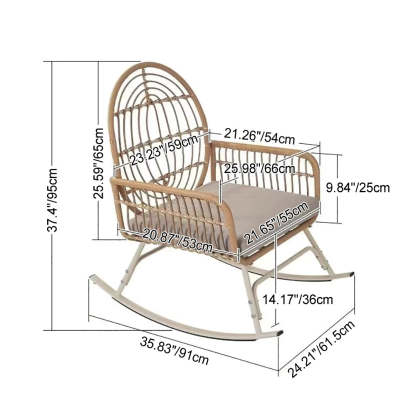 Contemporary Boho Fabric Steel Rattan Rocking Chair