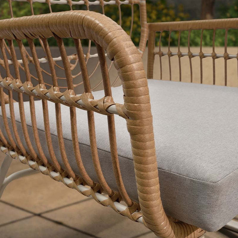 Contemporary Boho Fabric Steel Rattan Rocking Chair