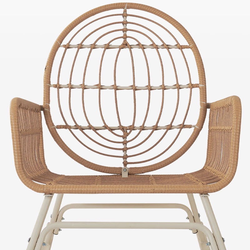 Contemporary Boho Fabric Steel Rattan Rocking Chair