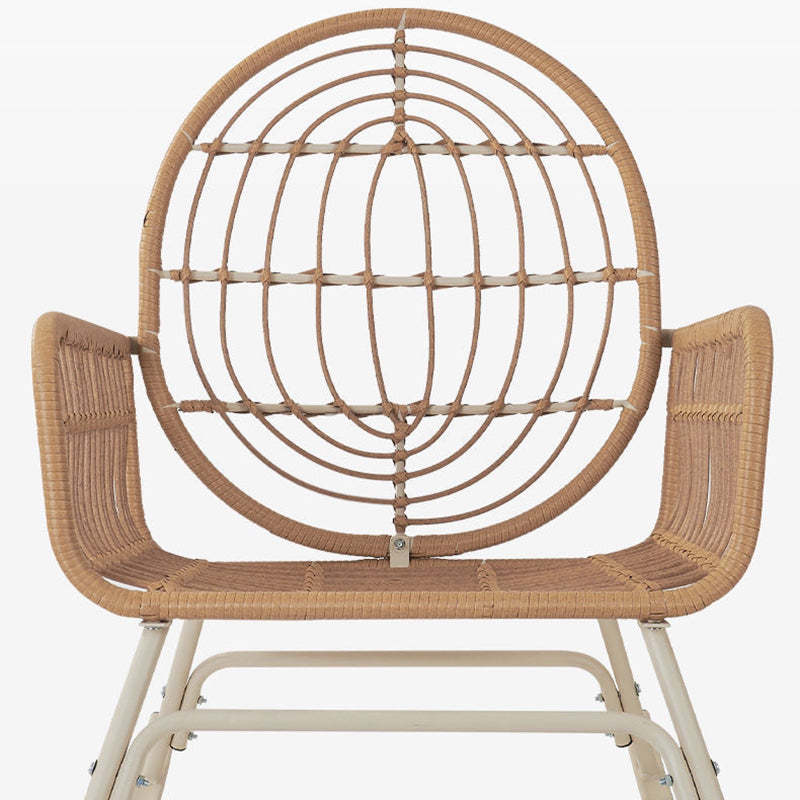 Contemporary Boho Fabric Steel Rattan Rocking Chair