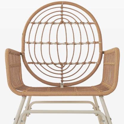 Contemporary Boho Fabric Steel Rattan Rocking Chair
