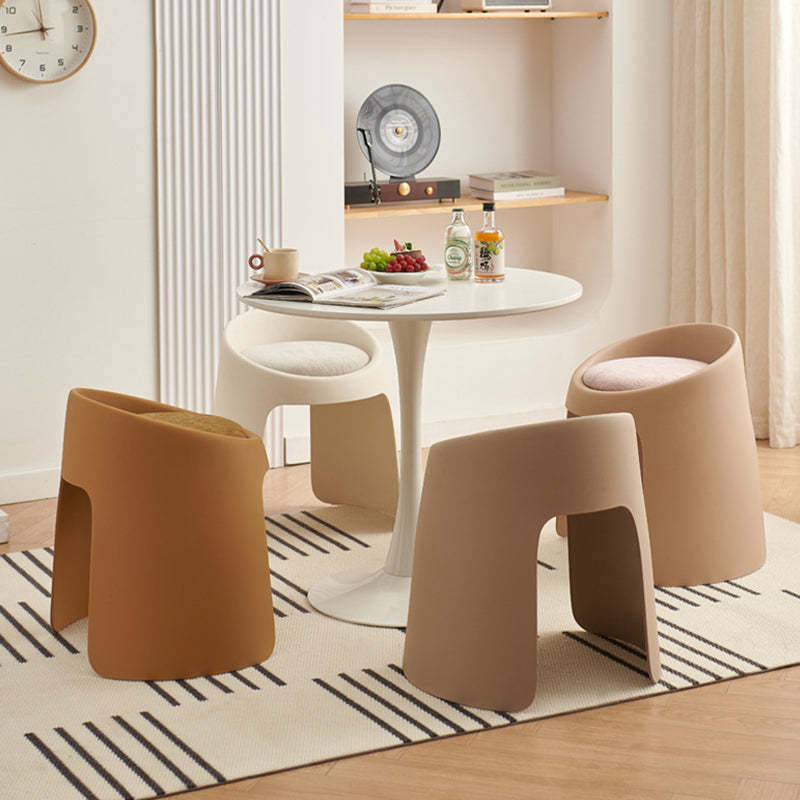 Nordic Fabric Backless Dining Chair — Cream White