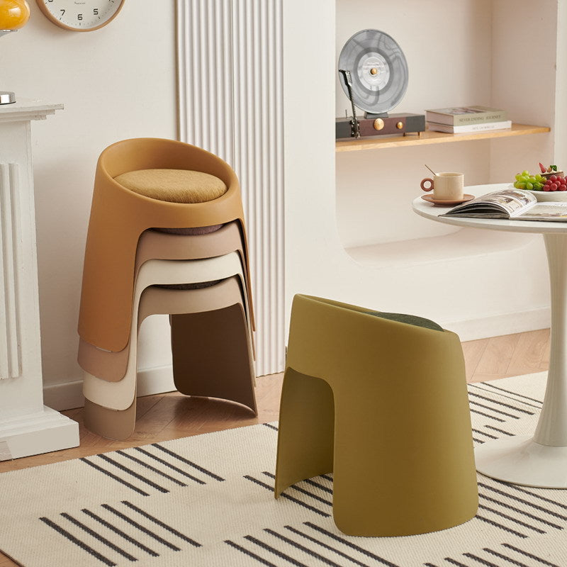 Nordic Fabric Backless Dining Chair — Turmeric