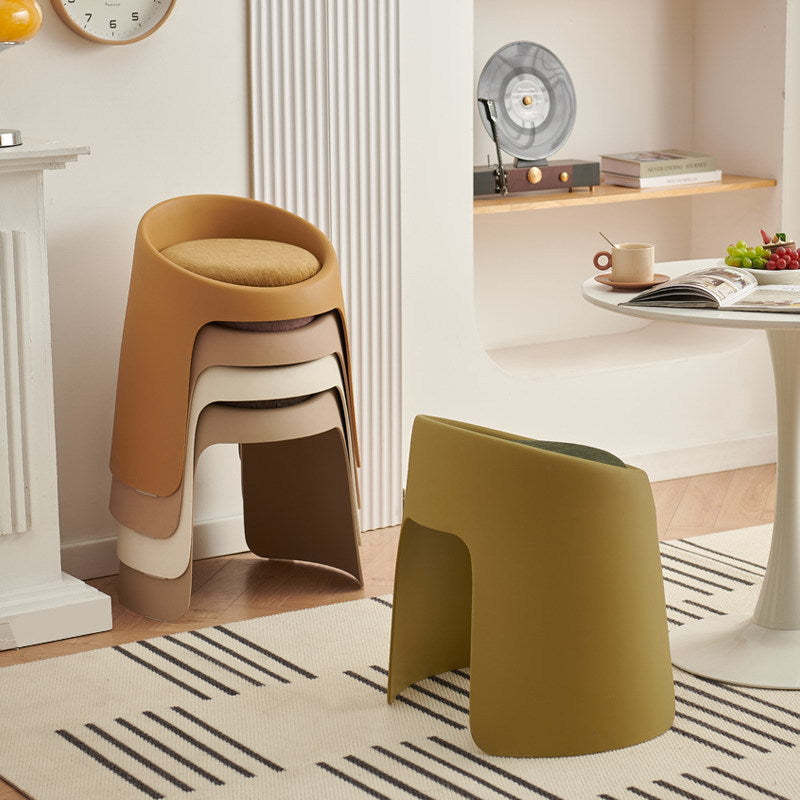 Nordic Fabric Backless Dining Chair — Turmeric