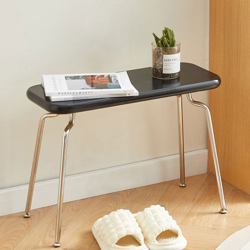 Minimalist Wood Steel Backless Bench — Black