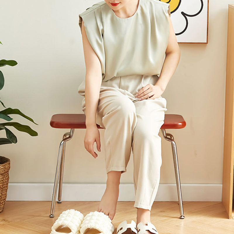 Minimalist Wood Steel Backless Bench