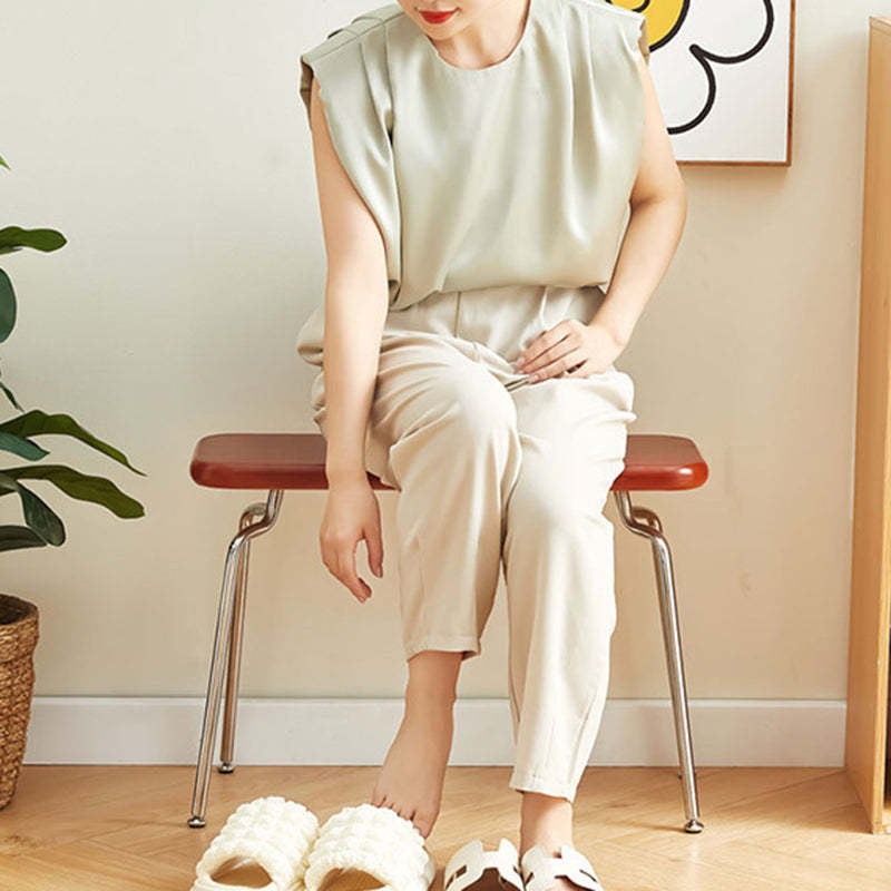 Minimalist Wood Steel Backless Bench