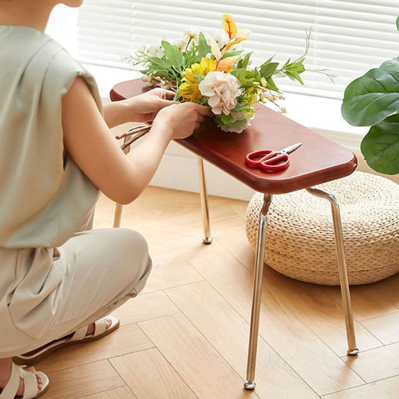 Minimalist Wood Steel Backless Bench