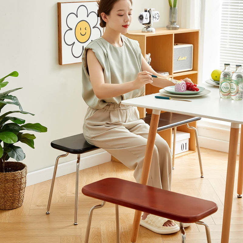 Minimalist Wood Steel Backless Bench