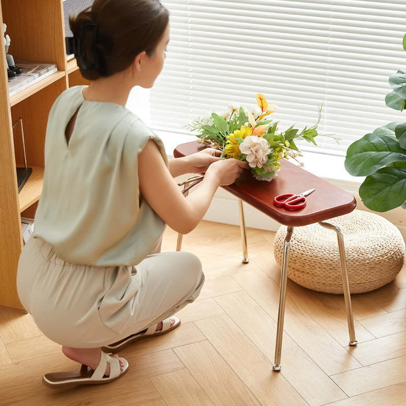 Minimalist Wood Steel Backless Bench