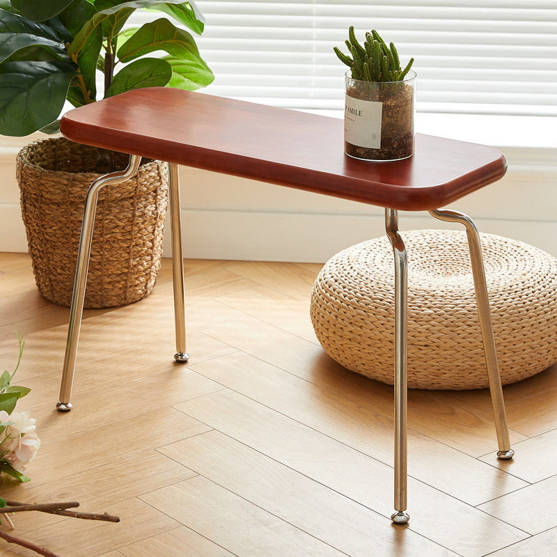 Minimalist Wood Steel Backless Bench