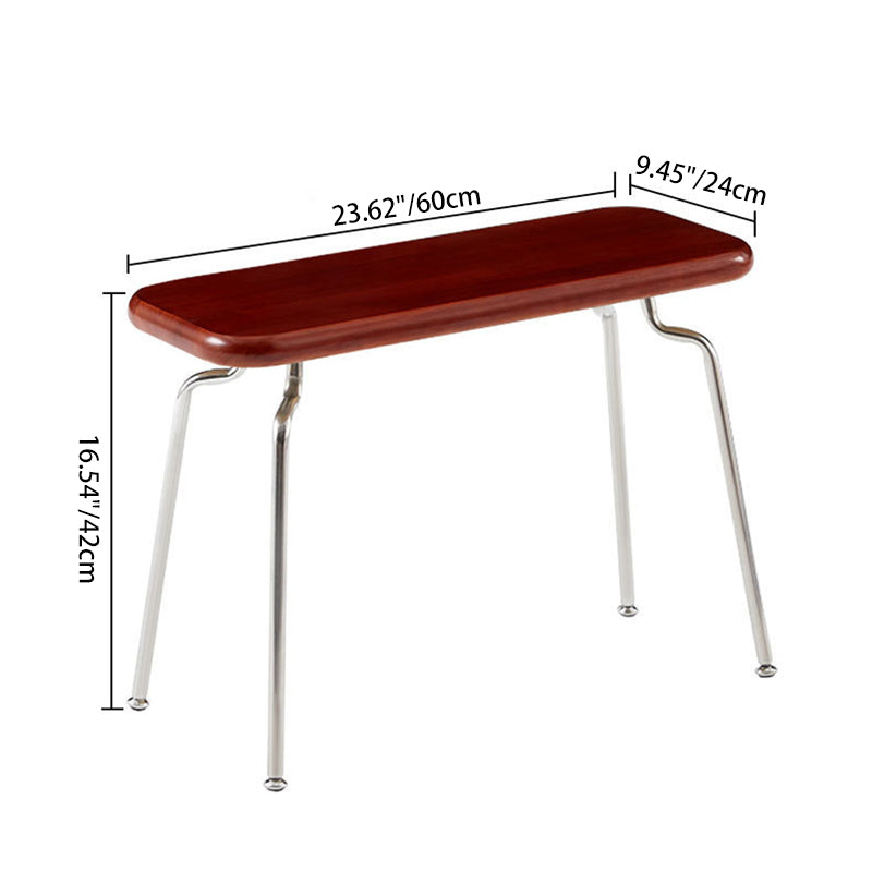 Minimalist Wood Steel Backless Bench — Black