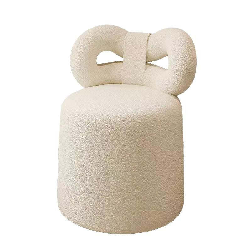 Nordic Cream Lambswool Wood Vanity Stool