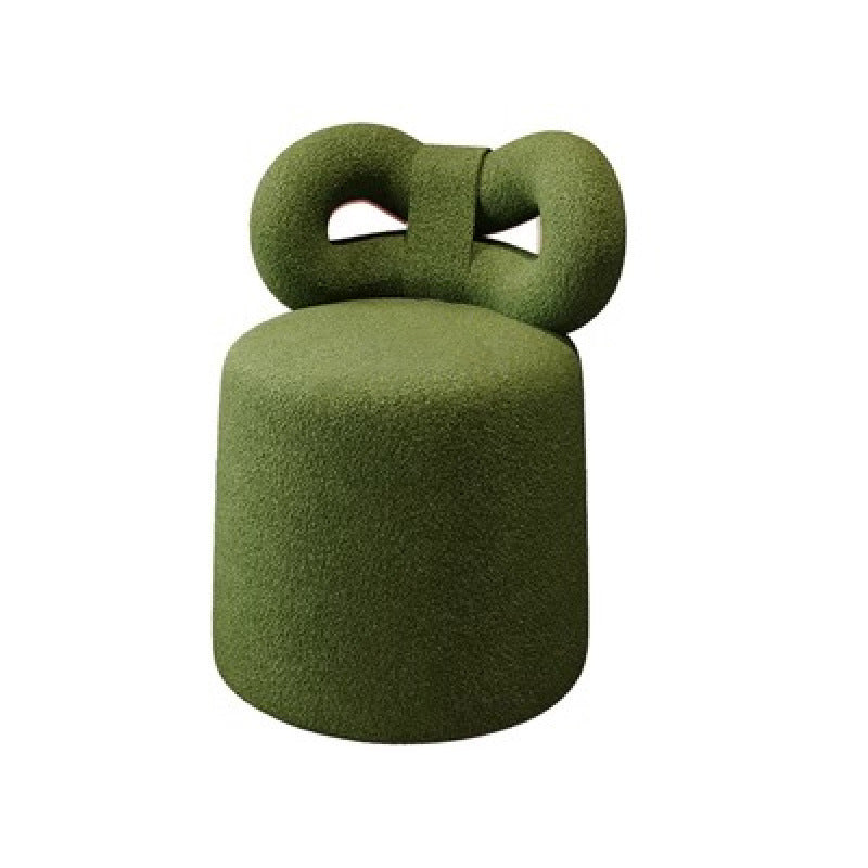 Nordic Cream Lambswool Wood Vanity Stool