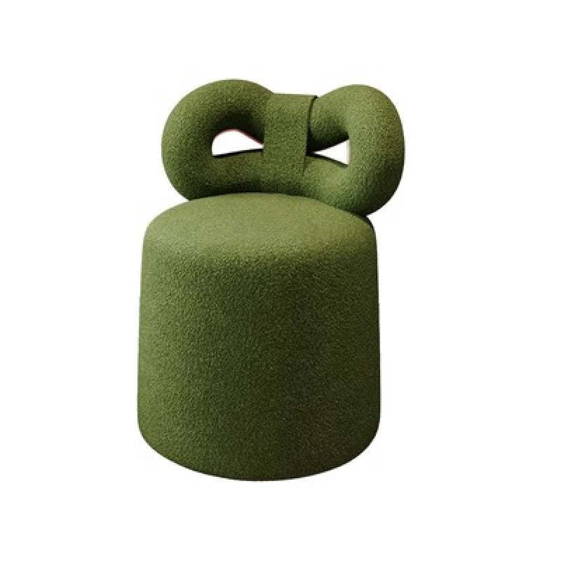 Nordic Cream Lambswool Wood Vanity Stool