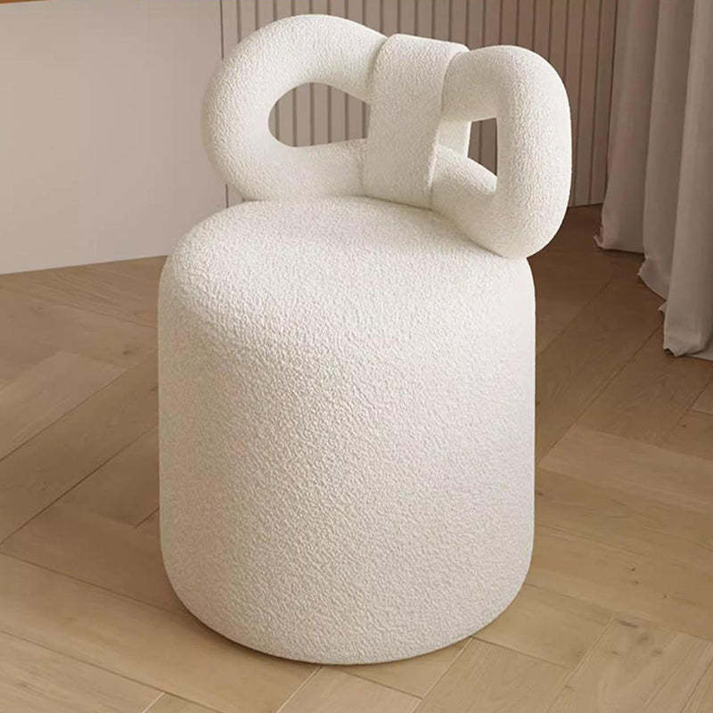 Nordic Cream Lambswool Wood Vanity Stool