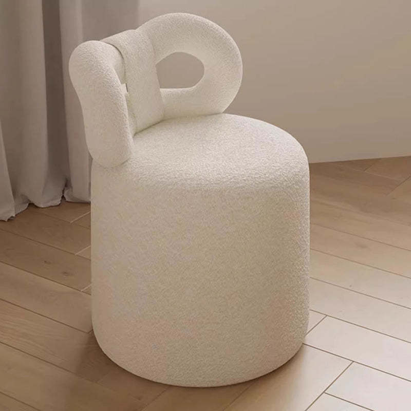 Nordic Cream Lambswool Wood Vanity Stool