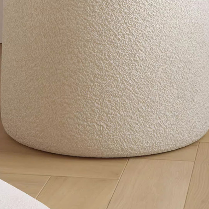 Nordic Cream Lambswool Wood Vanity Stool