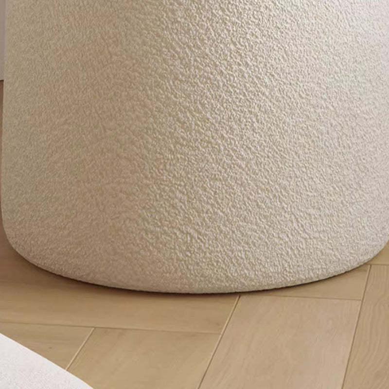Nordic Cream Lambswool Wood Vanity Stool