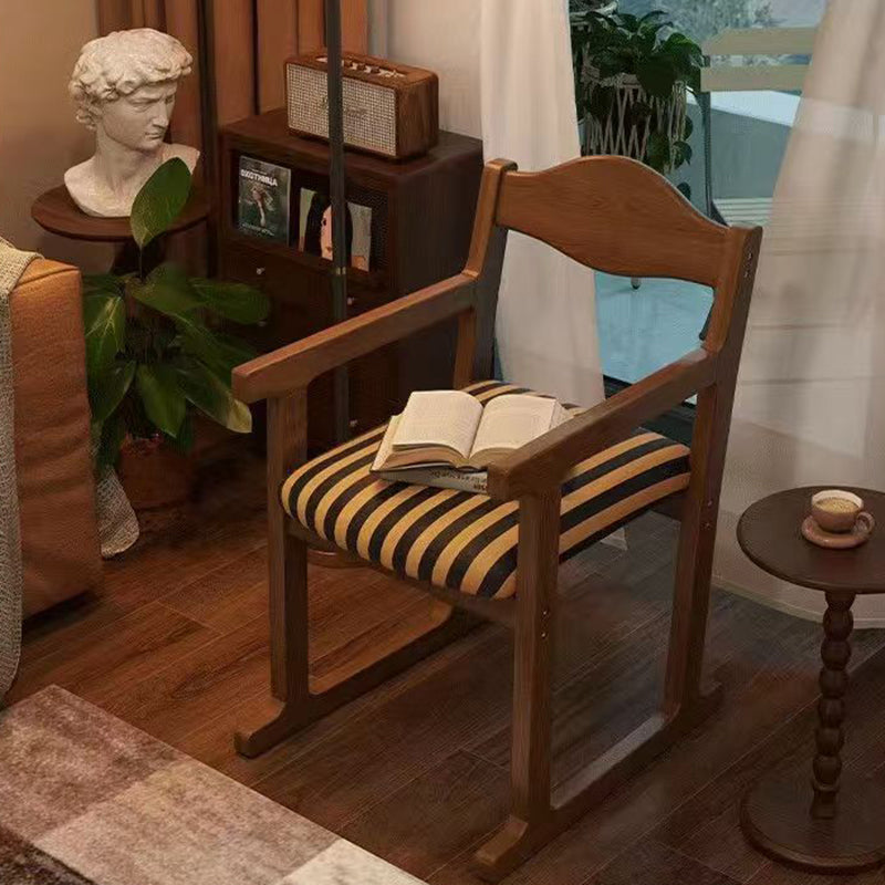 French Fabric Rubber Wood Upholstered Dining Chair with Back
