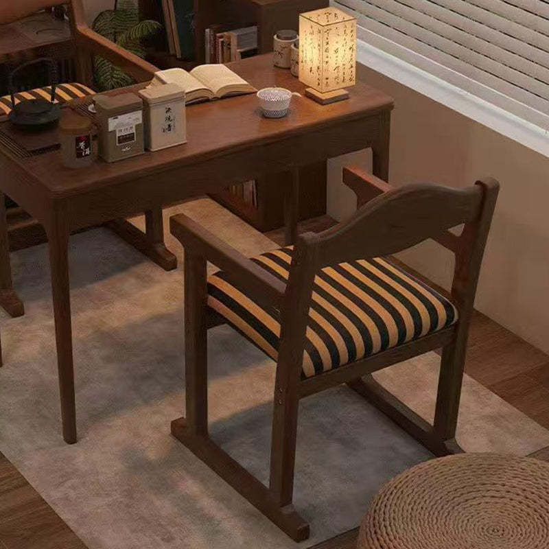 French Fabric Rubber Wood Upholstered Dining Chair with Back