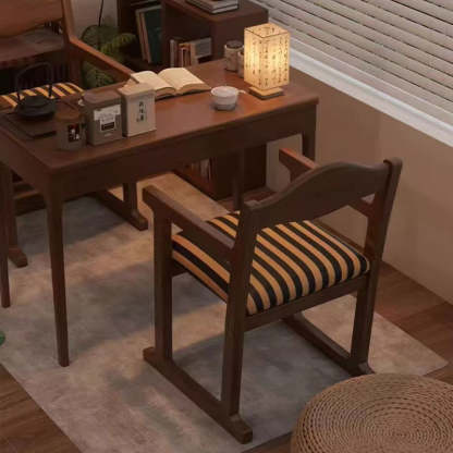 French Fabric Rubber Wood Upholstered Dining Chair with Back