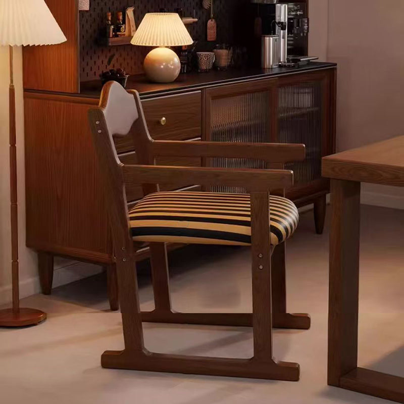 French Fabric Rubber Wood Upholstered Dining Chair with Back