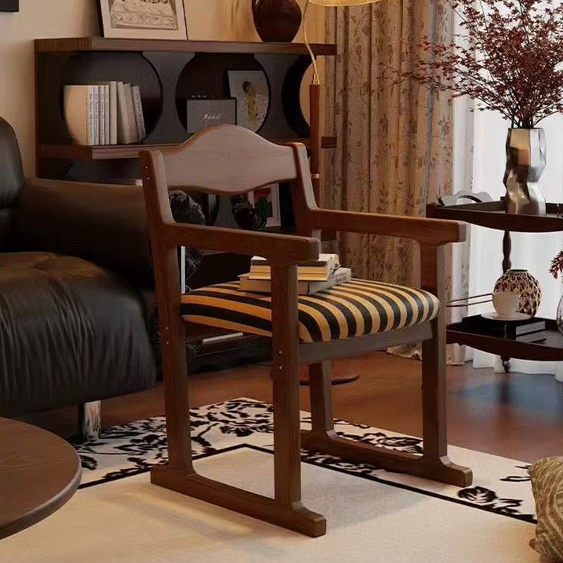 French Fabric Rubber Wood Upholstered Dining Chair with Back