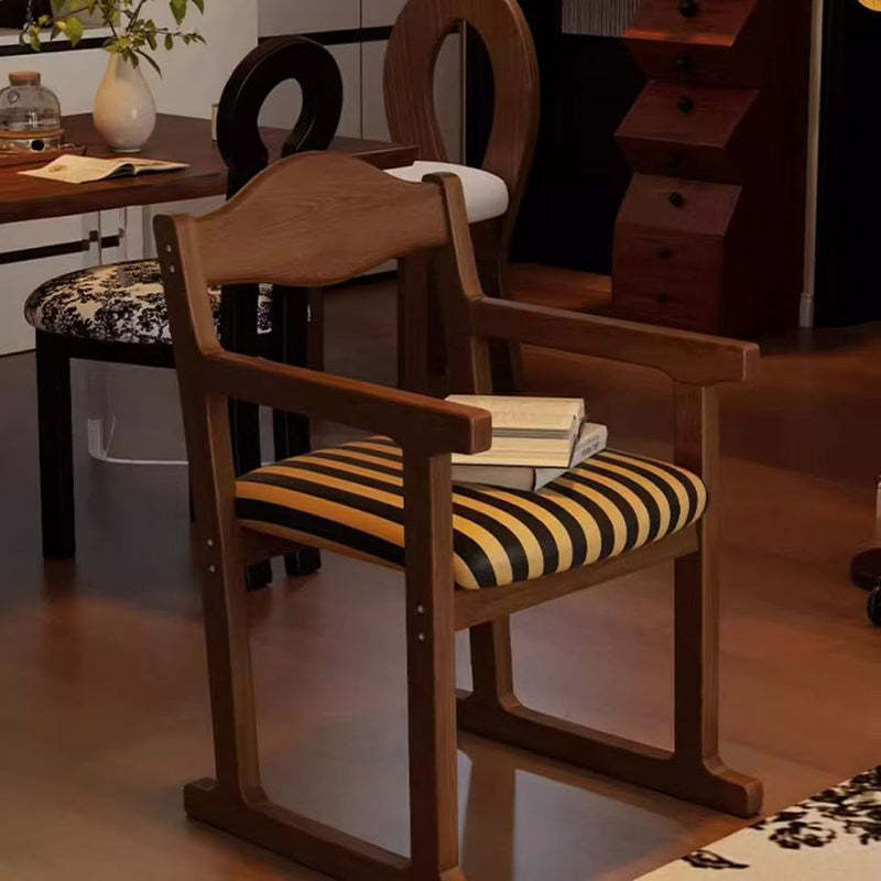 French Fabric Rubber Wood Upholstered Dining Chair with Back