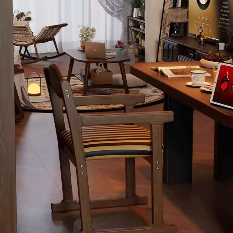 French Fabric Rubber Wood Upholstered Dining Chair with Back
