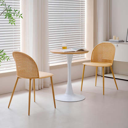 Minimalist Arc Iron Dining Chair — White