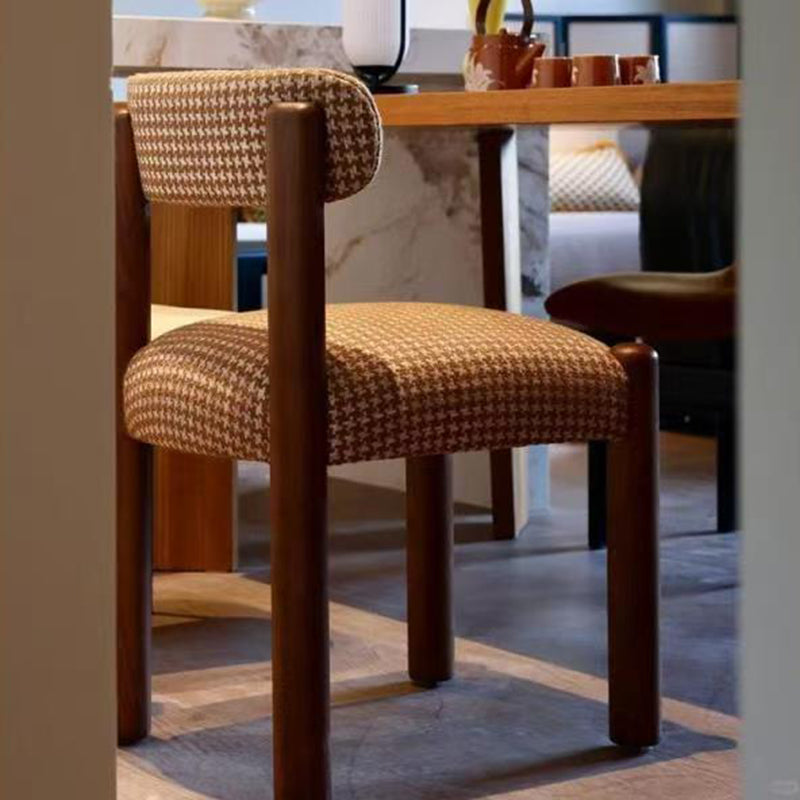 Lighom traditional upholstered plaid walnut dining chairs & benches