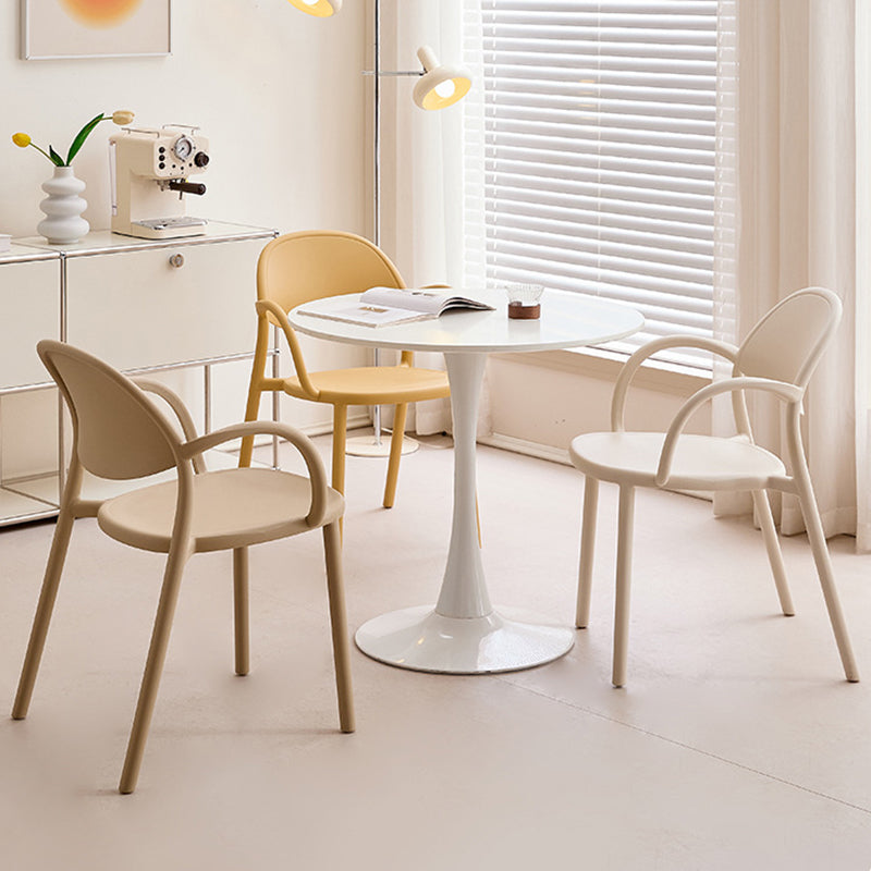 Nordic Arc Dining Chair with Armrest — White
