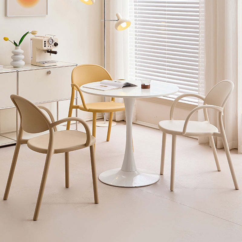 Nordic Arc Dining Chair with Armrest — White