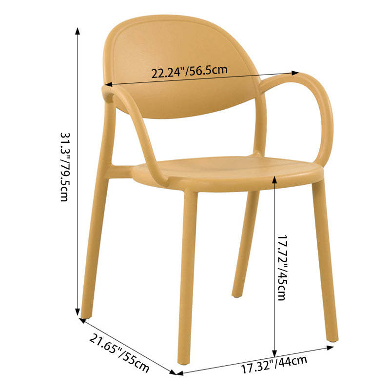Nordic Arc Dining Chair with Armrest — Red