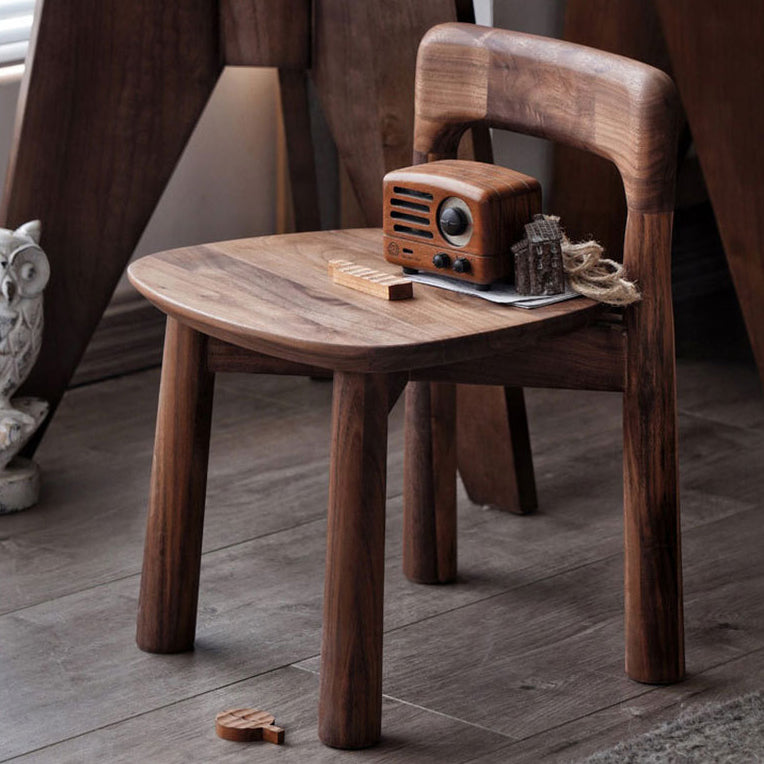 Retro Square Walnut Low Stool